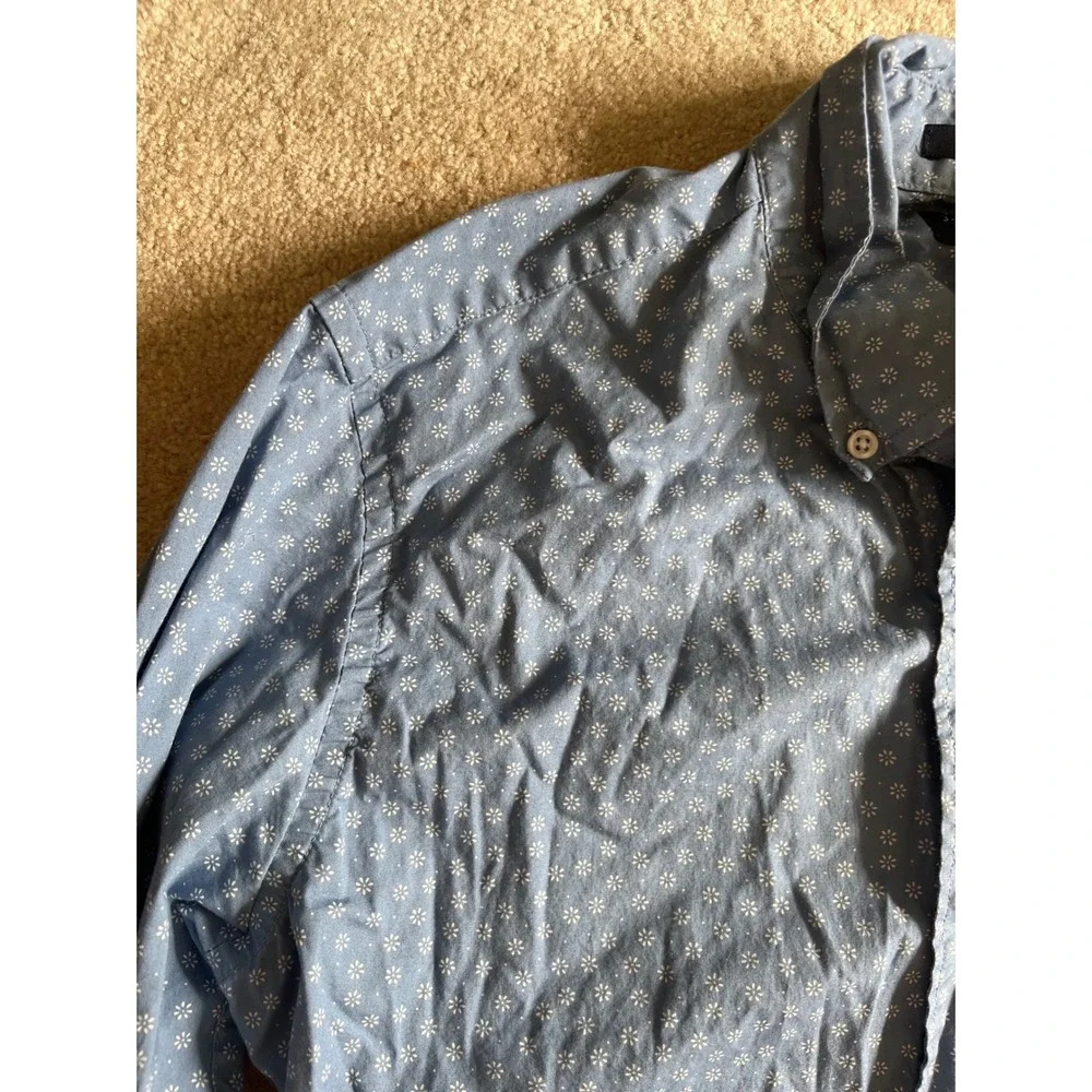 J. Crew Men's‎ Flex Washed Slim Fit Blue Printed Button Down Shirt- Size S